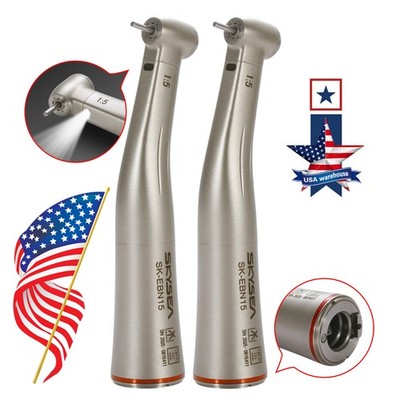 2* Dental LED Handpiece 1:5 Increasing Fiber Optic Contra Angle 4 Spray Fit NSK