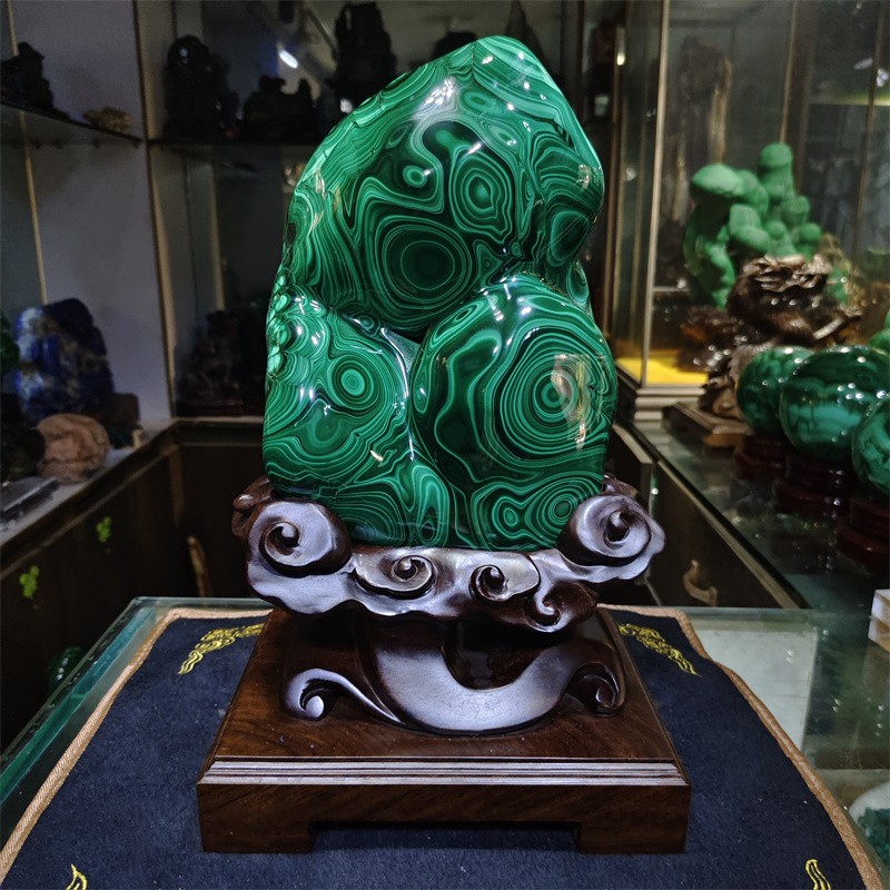 26.18LB Natural Malachite Quartz Mineral Specimen Crystal Reiki Home Decor+stand