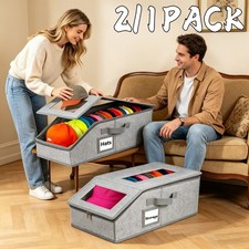 2/1 Pack Hat Storage Boxes for Baseball Caps - Stackable Clear Hat Organizer Box