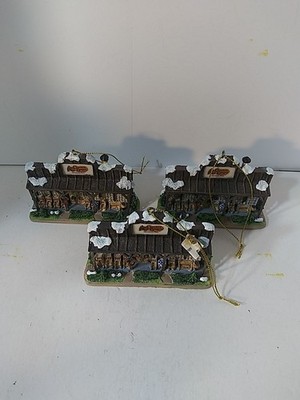 Cracker Barrel Old Country Store Christmas Ornament 2005 Log Cabin Porch Snow 3x