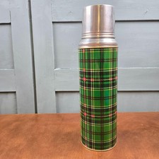 Vintage Thermosflasche SUNFLOWER - Schottisches Muster Plaid grün - Shanghai