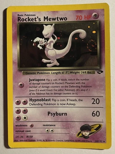 Rocket’s Mewtwo HOLO Gym Challenge 14/132 Original Vintage Pokémon Cards