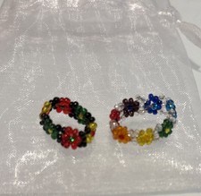 2 Beautiful Small Beaded Rings Stretchable Definitely For Small Young Children