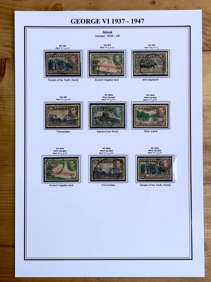 Ceylon 1937-1947 KGVl Used Stamp Full Collection All Perf Variations CV £209.10 - Image 2 of 4