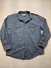L.L. Bean Shirt Mens Large Blue Cotton Twill Long Sleeve Button Front Casual