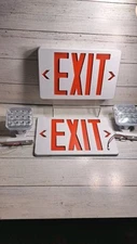 Red Exit Sign with Emergency Lights, LED Emergency Exit Light with Battery...