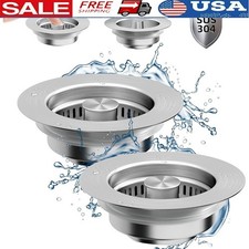 3 in 1 Kitchen Sink Strainer Pop-Up Stopper Anti-Clog Stainless Steel 2 Pack New