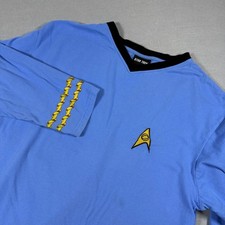 Star Trek Mens T-Shirt Long Sleeve L Blue Cotton Science Officer Uniform Cosplay