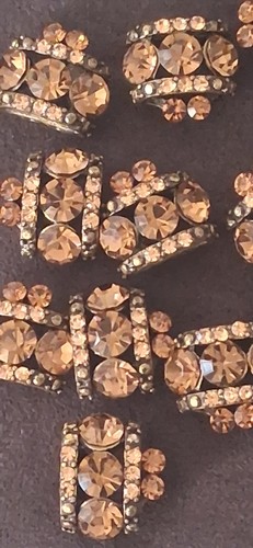 Vtg Rhinestone Crystal Sparkling Amber Beads For Jewelry Making Round Faceted 14