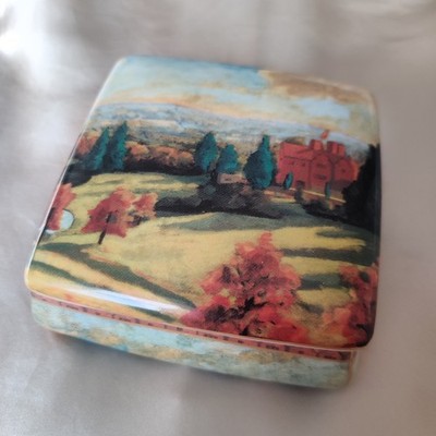 Vintage Border Fine Arts Porzellan Schatulle Winston Churchill Gemälde Ansicht Chartwell