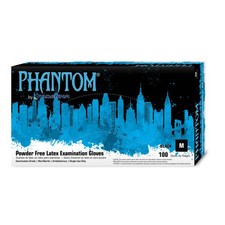 PHM915 Phantom 6 mil Powder-Free Latex Gloves, Medical Grade, Black, Medium, ...