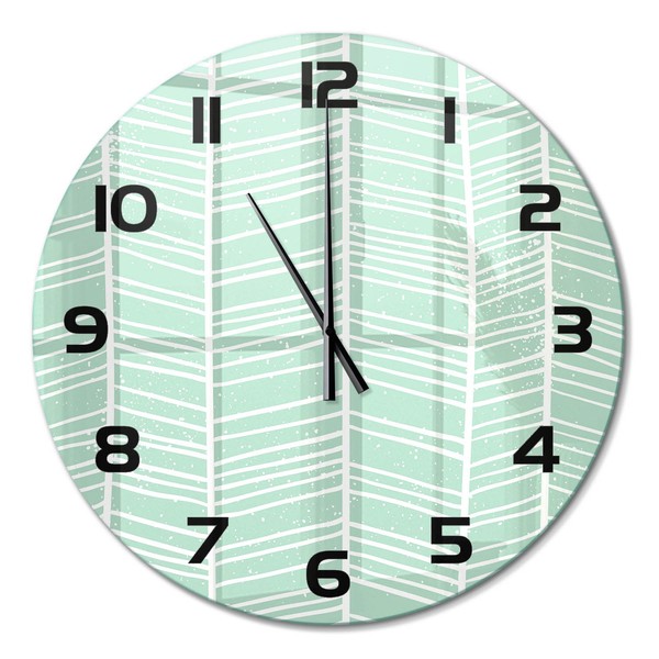 Glasuhr Runde Moderne Wanduhr Aus Glas FischgräTmuster Schwarze Zeiger Fi60 Cm-image