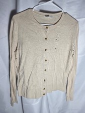 Women's Gap Cardigan Sweater Size M Beige cottagecore cozy fall button-down