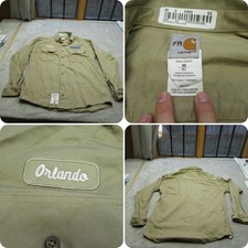 Carhartt FR Work Shirt Mens Medium Brown Long Sleeve Flame Resistant Orlando