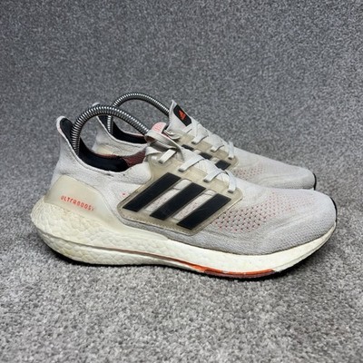 Adidas Ultraboost 21 Running Shoes Sneaker Men s Size 7 White Orange Boost Gym
