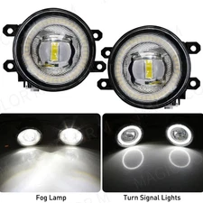 Front Fog Lights Set LED For Toyota Aygo 14-22 Chrome Ultra White With Ring