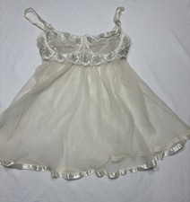 Victoria's Secret Vintage Ivory Mesh Lace Floral Nightie 36C Classic 90 s