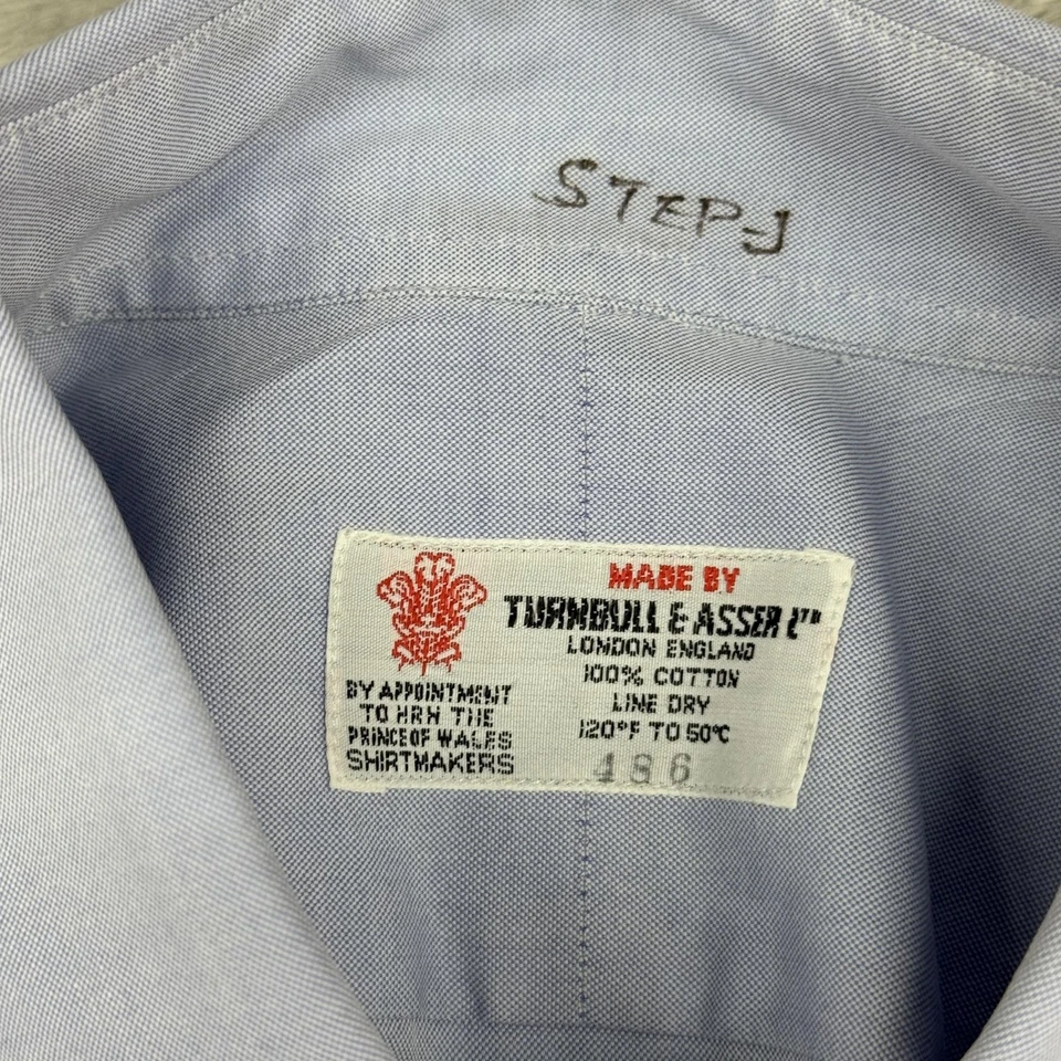 Camisa De Colección Turnbull & Asser Para Hombre XL Azul Abotonada Oxford Inglaterra 00s Foto 2 de 4