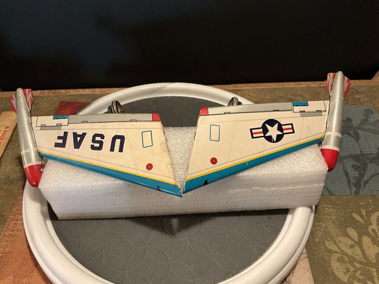 Vintage Tin Pair USAF Jet Plane Wings For Battery Operated Toy 1960s, Wings Only