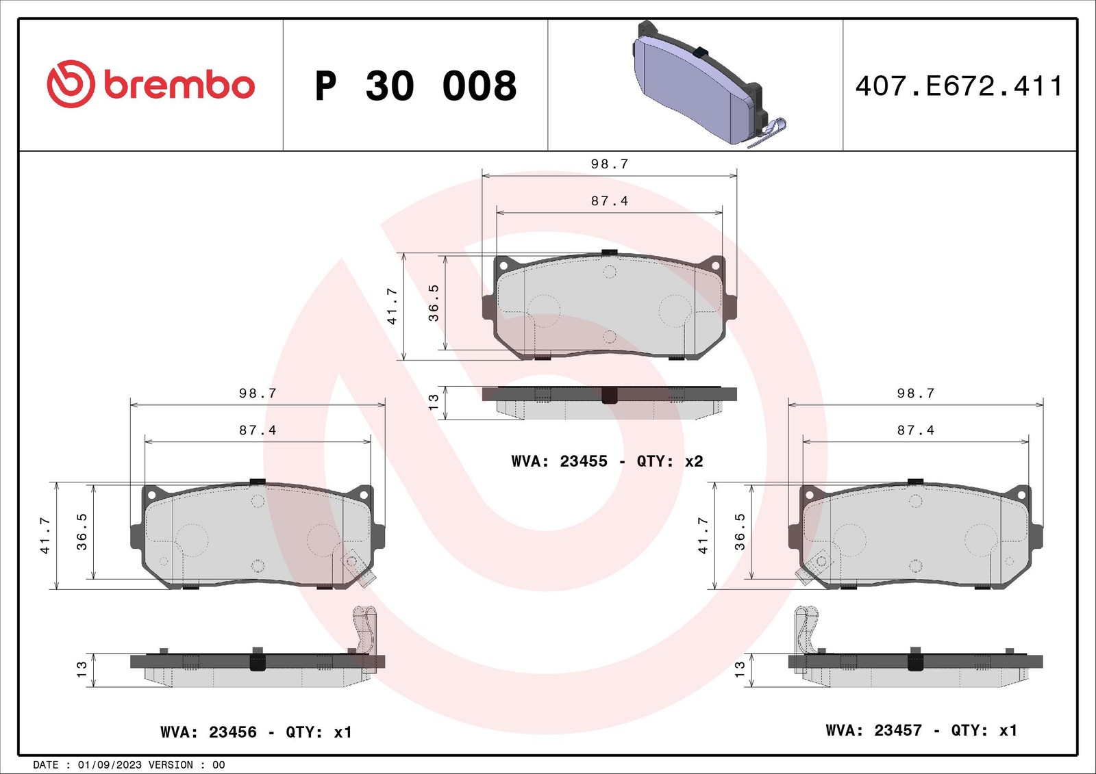 Für BREMBO KLOCKI SZCZEKI CYLINDERKI P 30 008 BRAKE PADS KIA CARENS I - Bild 4