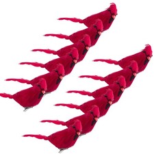 12 Pack Red Birds Ornaments Handmade Artificial Birds Clip on Christmas Tree ...