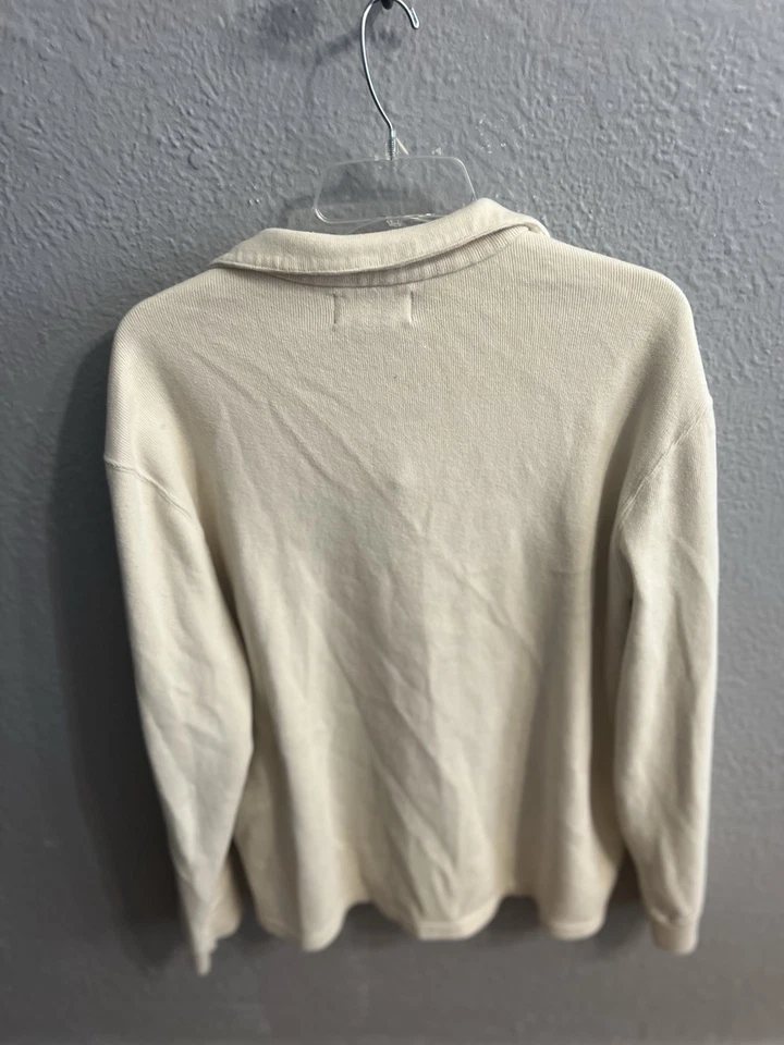 Polo Ralph Lauren Mens Long Sleeve 1/4 Zip Pullover Size Large Vintage Cream - Image 4 of 4