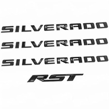 Set of 4pack OEM Silverado Plus RST Emblem 3D Badges Compatible Black with RST