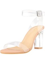 ZriEy Clear Block Sandals Chunky Heels for Women 3.35 Inch Open Toe