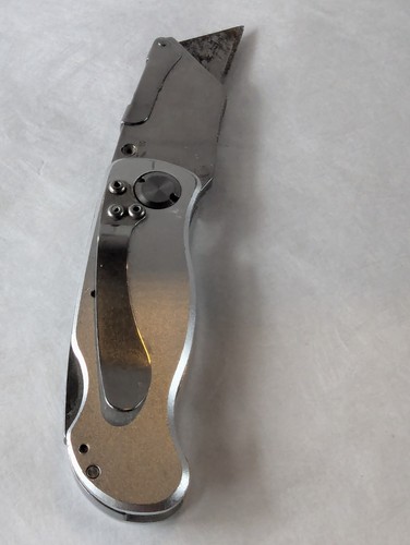 Silver Tone Husky Folding Pocket Utility Knife,  Box Cutter #7