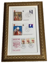 Framed Vatican City First Day Covers Stamp Set Pope John Paul II Vacante 2005