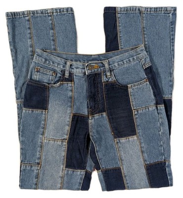 Vintage Y2K Mary-Kate and Ashley Patchwork Denim Corduroy Flare Jeans Size 3