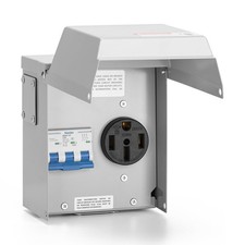 50 Amp Temporary RV Power Outlet with Breaker, Briidea Outdoor Breaker Box wi...