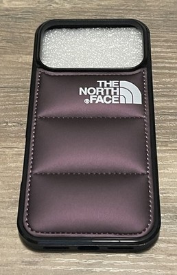 iPhone 17 Pro Max North Face Purple Leather Puffer Phone Case