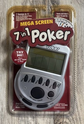 Mega Screen 7 In 1 Poker Hand Held Video Electronic Game #77801   NEW & SEALED!