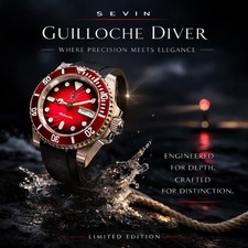 Sevin Red Guilloche Diver - Automatic Seiko NH35 Mvmt.