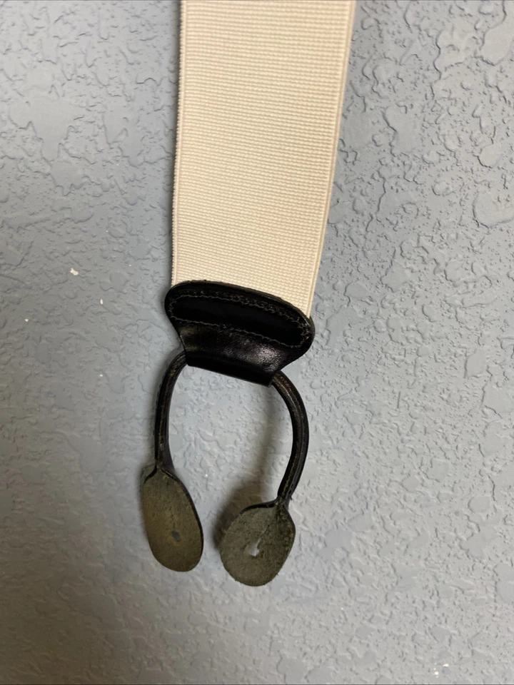 Tirantes Trafalgar Para Hombre Talla Única Negro Blanco Espalda Y Cuero Botón Extremo Plateado Foto 3 de 4