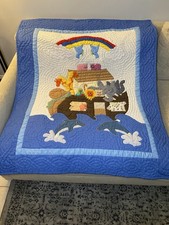 Noah's ark quilt baby crib blanket hand quilted wall hanging
