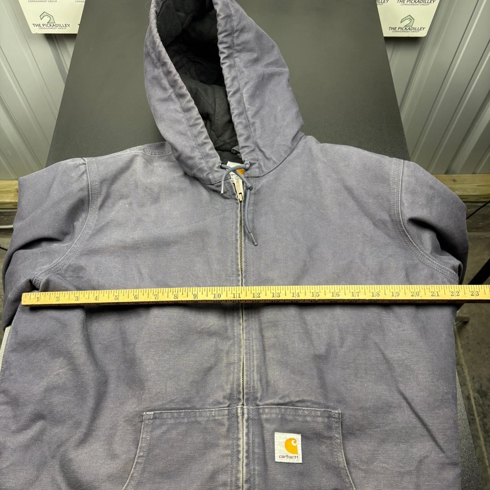 Carhartt L Full Zip Hooded Work Jacket Coat Activewear Gray Quilted Lined - Image 3 of 4