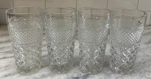 1960's LOT of 4 Vintage Anchor Hocking Wexford  Tumbler Glasses 6.25”