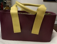 O Bag Italy Viola Borsa Donna Doppio Manico Grande Con Inserto in Tela