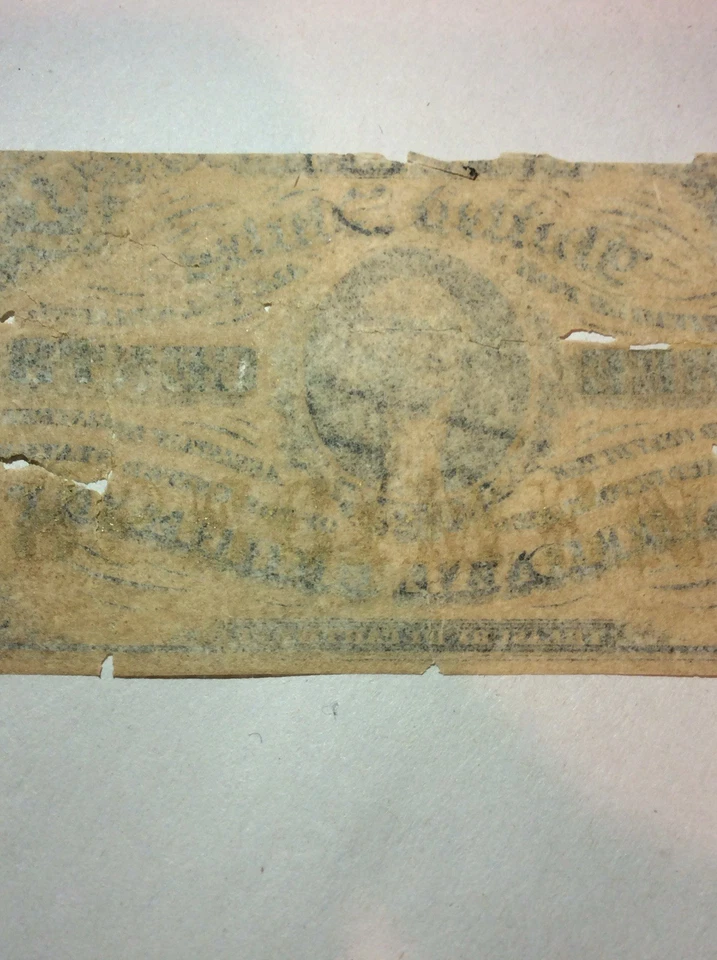 Rare Fractional Currency Note Error Specimen- Missing Back Side Blank Printing  - Image 3 of 3