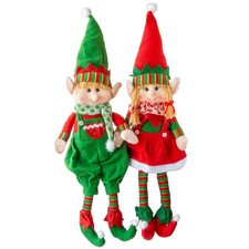 Elf Plush Christmas Stuffed Dolls, Set of 2-18" Boy and Girl Elves Holiday Cu...