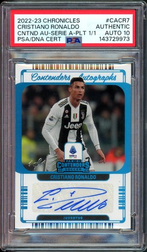 2022-23 CHRONICLES CRISTIANO RONALDO CONTENDERS SERIE A AUTO PSA 10 PLATINUM 1/1