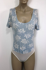 Vintage 80s 70s Leotard Activewear Aerobics Floral Print Dance Workout Size M