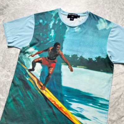 VTG 90s POLO SPORT RALPH LAUREN SURFING ALL OVER PRINT AOP T-SHIRT