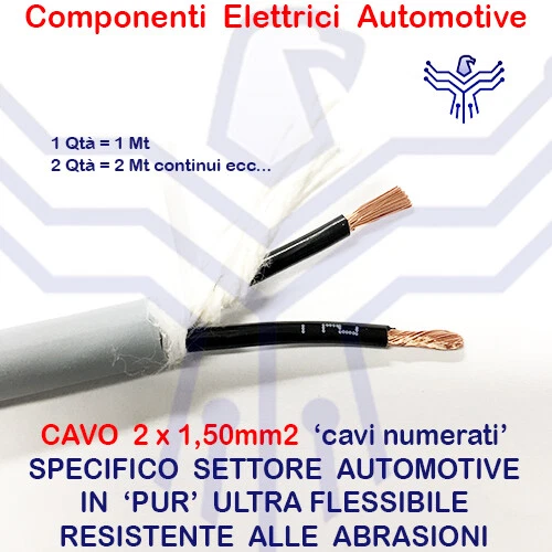 CAVO ELETTRICO 2x1mm2 2x1,50mm2 3x1mm2 AUTO MOTO NAUTICA VEICOLI INDUSTRIALI 1MT - Foto 5 di 5