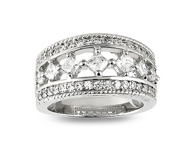 Echter 1,74ct Diamant Ehering Ring Milgrain 18kt Weißgold Princess I SI2