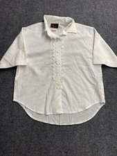 Vintage California Spice White Lace Front Short Sleeve Button Up Size M