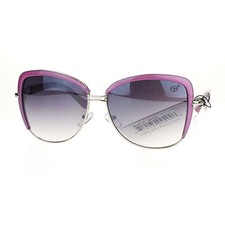Vintage Designer Oversized Square Butterfly Frame Women's Sunglasses Purple