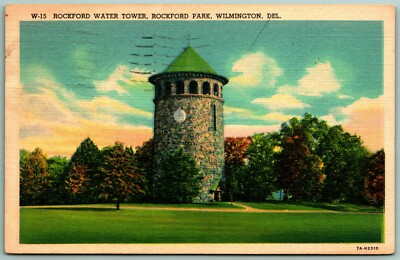 #ad #ad Old Water Tower Wilmington DE Delaware Linen Postcard I5 $2.95